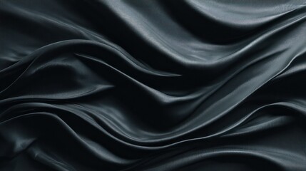 Fototapeta premium Dark, flowing fabric with soft, undulating waves and subtle sheen, creating a luxurious and elegant aesthetic