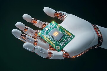 Innovative technology event showcasing ai robotics and circuitry digital environment futuristic viewpoint