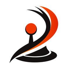 Abstract orange and black stylized joystick logo © MDHASIBULHASAN