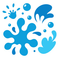 Dynamic blue water splashes and bubbles illustration