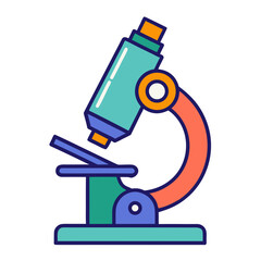 Colorful flat design microscope icon for science and education