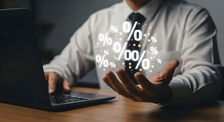 Naklejka premium Finance Growth Percentages Digital Symbols Growing Business