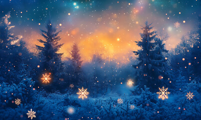 Naklejka premium Christmas and New Year background with festive decorations, snowflakes, and holiday-themed elements. Ideal for greeting cards, invitations, and seasonal designs.