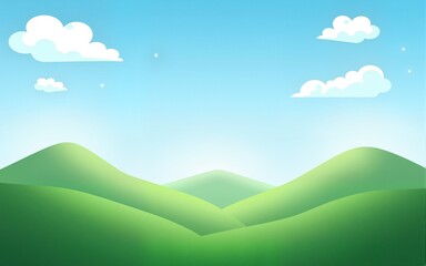 World Environment Day concept: Green mountains and beautiful sky clouds under the blue sky. High quality