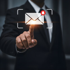 Businessman Sending New Email Notification Alert Message