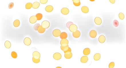Golden bokeh lights isolated on transparent background