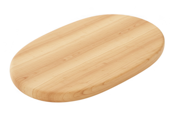 Oval wooden cutting board isolated on transparent background