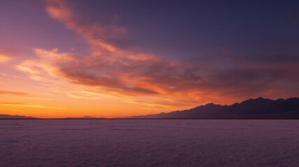 background of mountains and open space of concrete ground under sunset