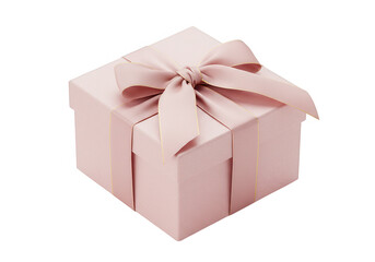Obraz premium Pink gift box with ribbon isolated on transparent background