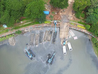 lake dredging using heavy equipment
