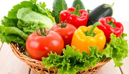 Fresh vegetables in a wicker basket