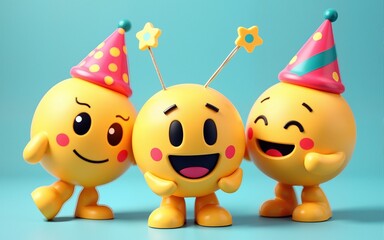 Happy world emoji day 3d emojis celebration. High quality