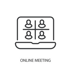Online meeting thin line vector icons.