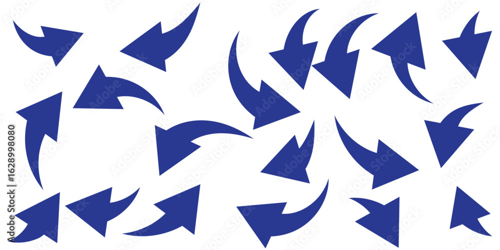 Poster blue curved arrow icons. curved arrows set. arrow symbol collection. vector. blue arrows set. curved