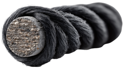 Strong Braided Rope: A macro view of a robust, tightly woven black rope, highlighting its durability and intricate texture, emphasizing its strength and the meticulous craftsmanship.