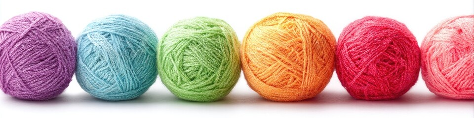 Colorful yarn balls in a spectrum of hues