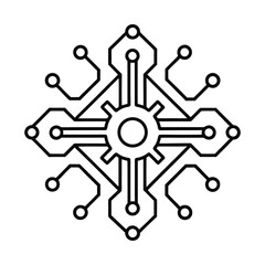 Circuit board mandala tech inspired line art