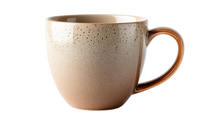 Ceramic coffee mug with handle on right side  isolated, transparent background