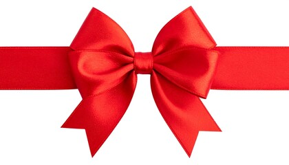 A vibrant red satin ribbon tied into a perfect bow, isolated on a white background (2)