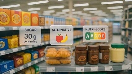 Augmented Reality Panels Displaying Nutrition Data in Grocery Store