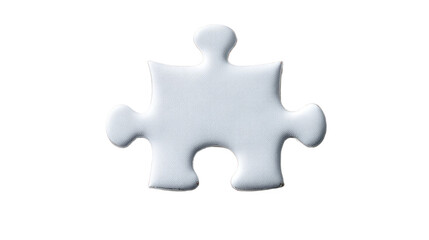 White puzzle piece with clean edges and smooth surface texture isolated, transparent background