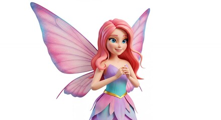 Fototapeta premium Digital illustration of a pink fairy character