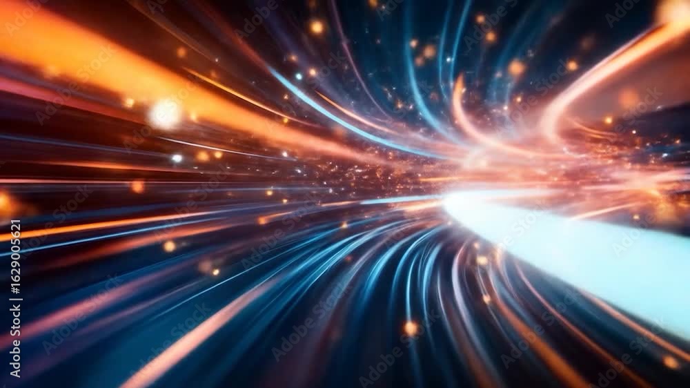 Poster dynamic light streaks: abstract tunnel of speeding energy and data flow