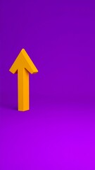 Fototapeta premium A vibrant yellow arrow points upward against a rich purple backdrop