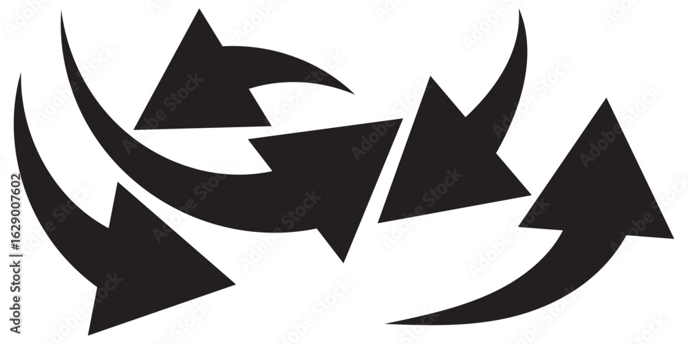 Poster set of long blue curve arrow icon vector . blue curve arrow icon set. long arrow icon set. curve arr