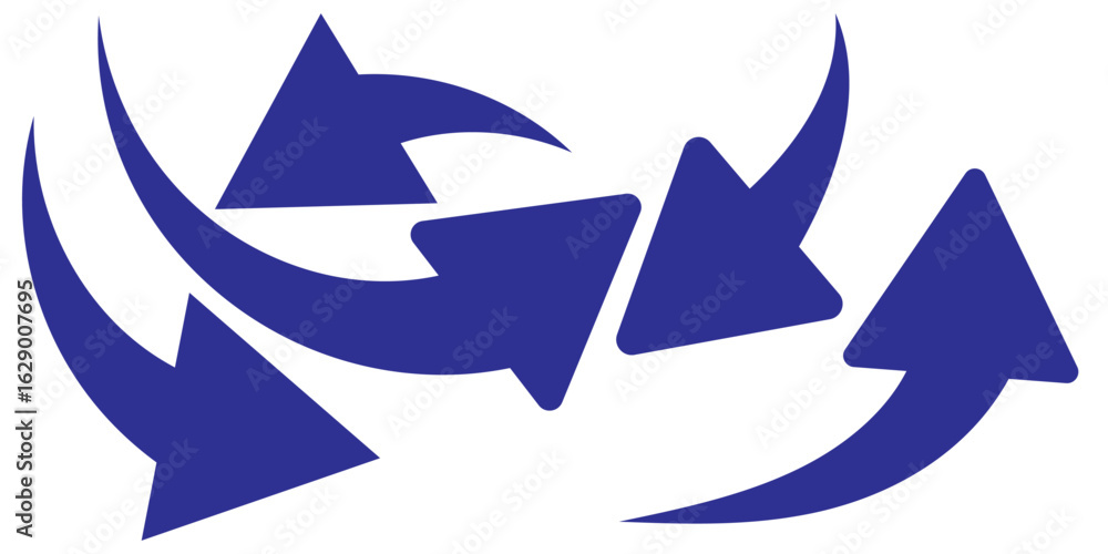 Poster set of long blue curve arrow icon vector . blue curve arrow icon set. long arrow icon set. curve arr