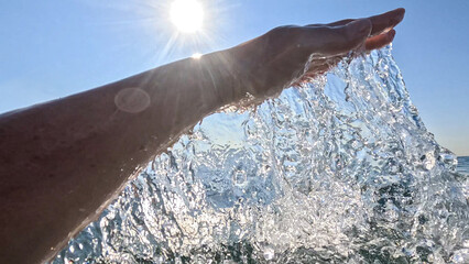 water splash in the hand