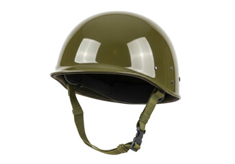 Fototapeta premium Olive green military helmet isolated on transparent background