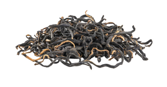 dian hong black tea, chinese red tea, isolated on background