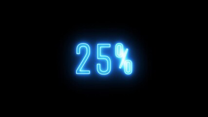 Neon 0-50% counting number animation background.