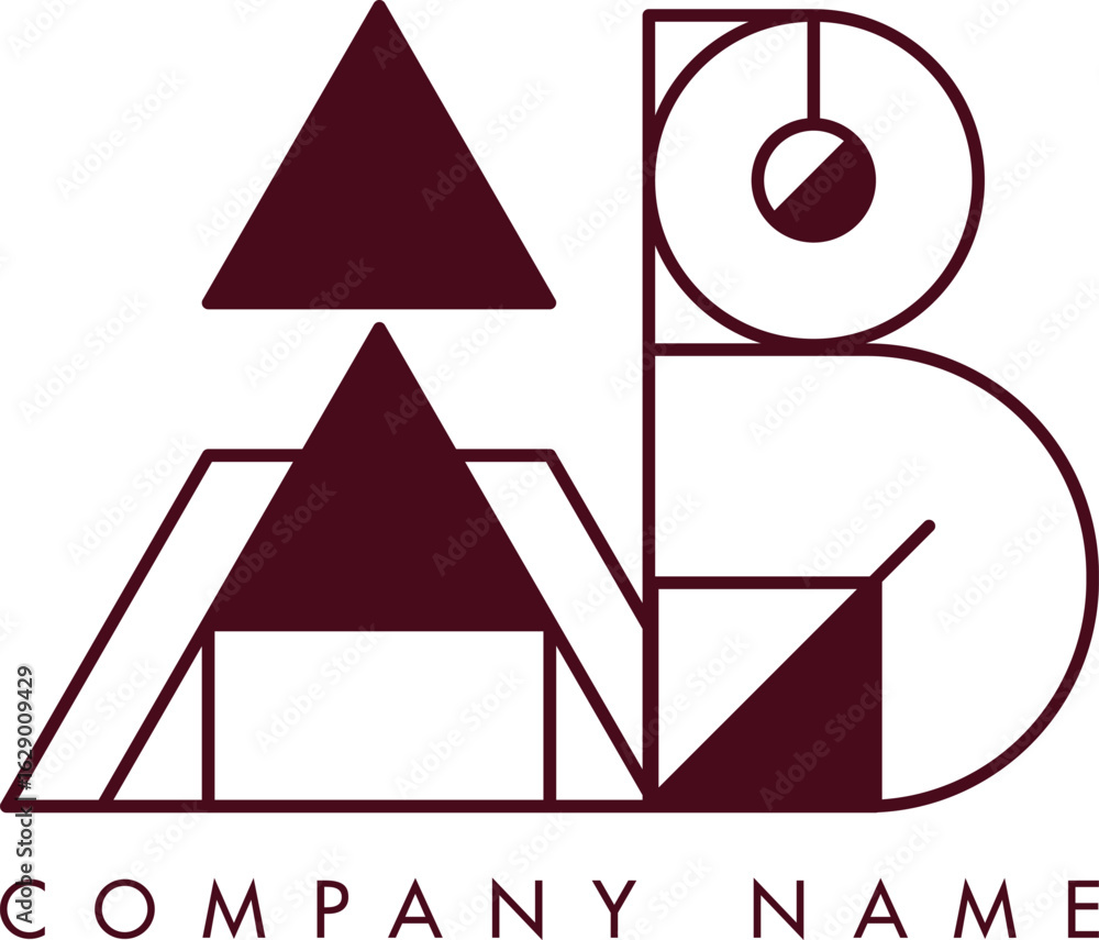 Poster minimalist ab circular monogram logo design with bold lines and elegant style