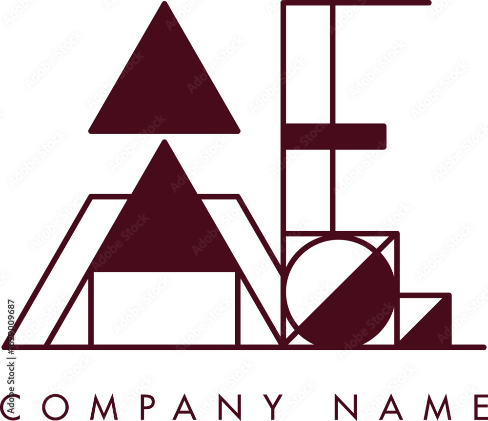 Poster Minimalist AE Circular Monogram Logo Design with Bold Lines and Elegant Style