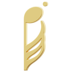 3D Gold Music Note Icon