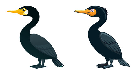 Fototapeta premium Set of cormorant bird vector illustration design