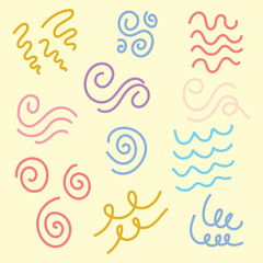 Swirl line collection cartoon icon illustration