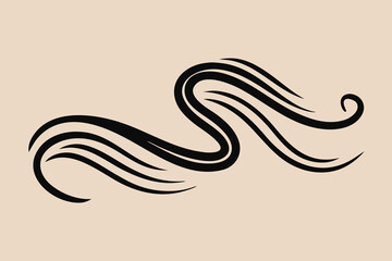 Obraz premium Elegant flowing black abstract flourish design element with graceful curves and dynamic lines, perfect for sophisticated branding and decorative accents