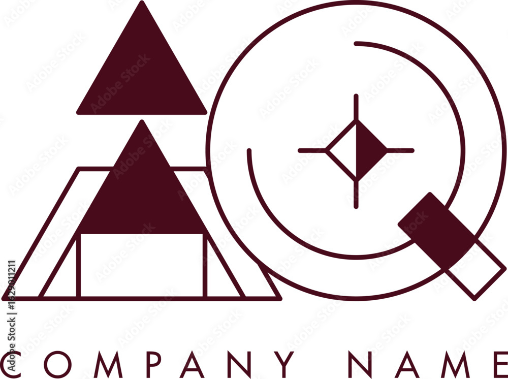 Poster Minimalist AQ Circular Monogram Logo Design with Bold Lines and Elegant Style