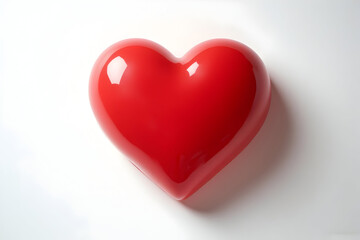 Fototapeta premium Shiny Red Heart Shape Object on White Background
