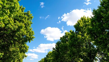 Obraz premium Lush trees and bright sky