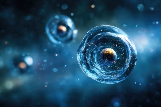 Abstract cells, deep blue space