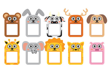 Cute animal photo frame collection cartoon icon illustration