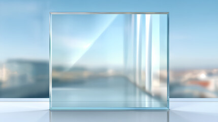 Transparent Glass plate background. Realistic screen glass, window effect with flare, clear glass showcase, glossy plastic glare frame, acrylic with glares and light, plexiglas, Stock royalty free