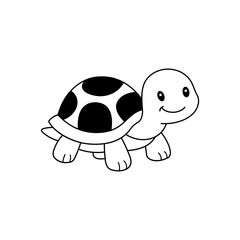 Cute cartoon Turtle coloring book illustration vector design templates simple and modern, isolated on white background