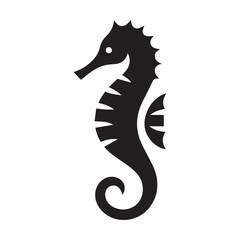 minimalist seahorse logo with white background