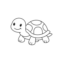 Cute cartoon Turtle coloring book illustration vector design templates simple and modern, isolated on white background