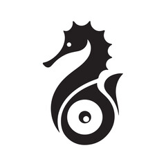minimalist seahorse logo with white background © Yandika 